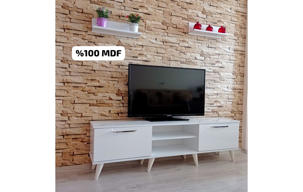 Mobilya Sepeti ( Ms 80 ) MDF Tv Ünitesi Dolabı,Raflı,Beyaz 